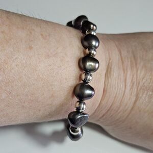 Silpada Sterling Silver Peacock Pearl Bracelet Toggle 7.5-8.5"
